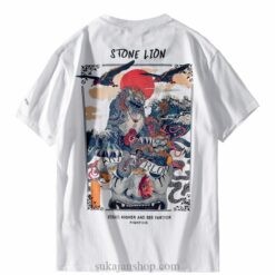 Stone Lion Streetwear Summer Print Sukajan T-shirt Stone Lion Streetwear Summer Print Sukajan T-shirt