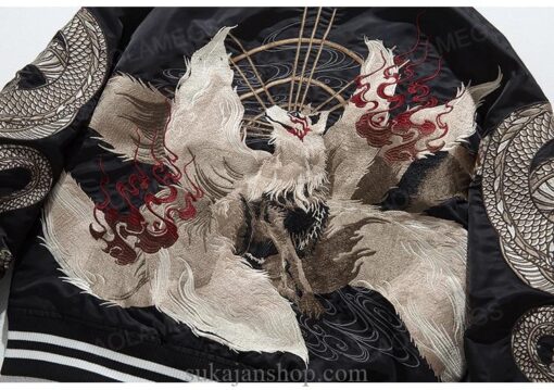 Legendary Dragon Bird Embroidery Stand Collar Japanese Jacket 12