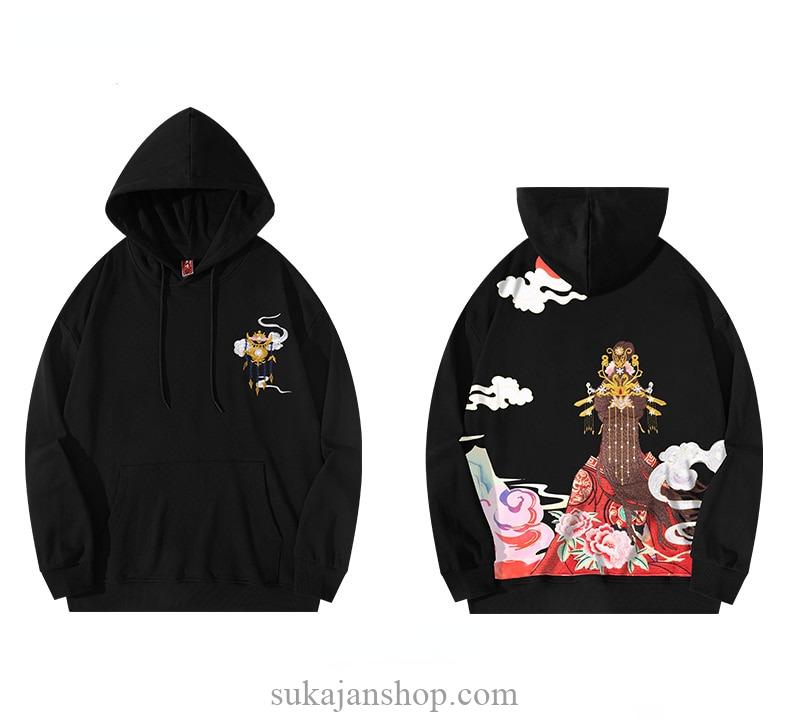 Mythical Flying Dragon Cloud Mountain Embroidered Sukajan Hoodie