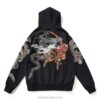 Mythical Half Moon Dragon Cloud Embroidered Sukajan Zip-Up Hoodie