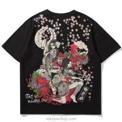 Geisha Cherry Flowers Cute Sukajan T-shirt Geisha Cherry Flowers Cute Sukajan T-shirt