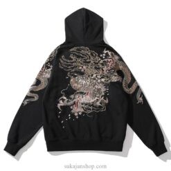 Ancient Dragon Retro Embroidered Sukajan Zip-Up Hoodie Ancient Dragon Retro Embroidered Sukajan Zip-Up Hoodie