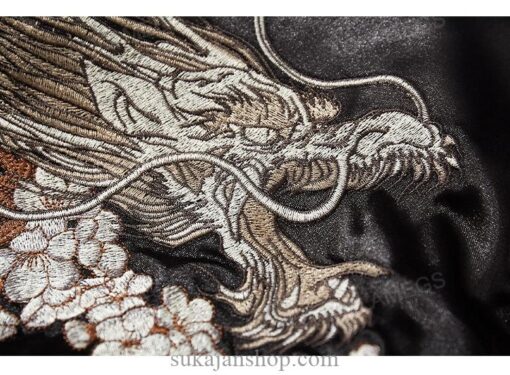 Japanese Satin Dragon Embroidery Bird Sukajan Jacket 15