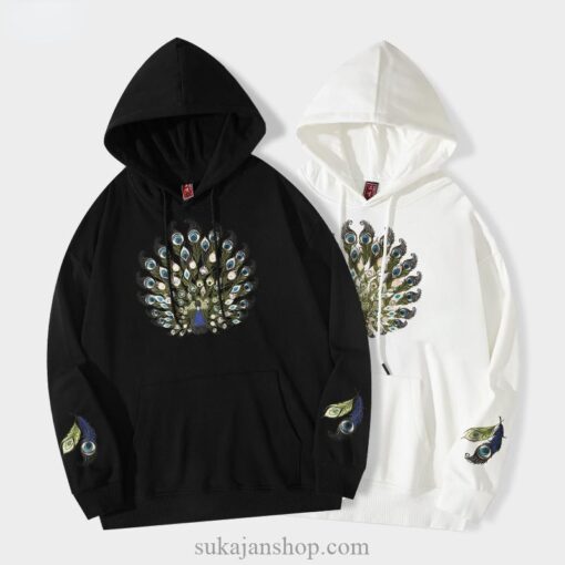 Mythical Peacock Embroidered Sukajan Hoodie 2