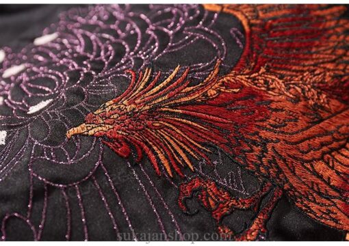 Embroidery Dragon Phoenix Flower Graphic Stand Collar Sukajan Jacket 17