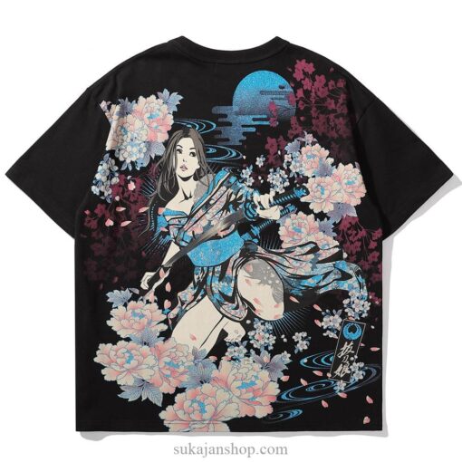 Geisha Full Moon Floral Sukajan T-shirt