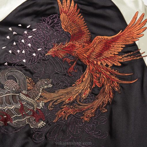 Embroidery Dragon Phoenix Flower Graphic Stand Collar Sukajan Jacket 6