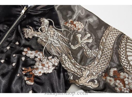 Japanese Satin Dragon Embroidery Bird Sukajan Jacket 10