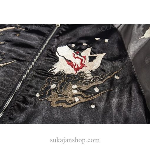 Flower Embroidery Splicing Stand Collar Sukajan Souvenir Jacket 11