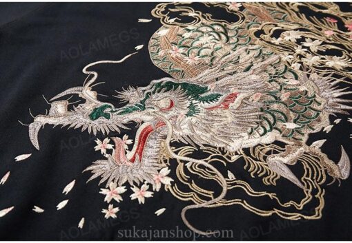 Ancient Dragon Retro Embroidered Sukajan Zip-Up Hoodie 13