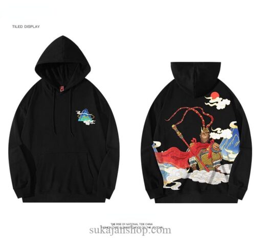 Mythical Cloud Sky Monkey King Embroidered Sukajan Hoodie 13