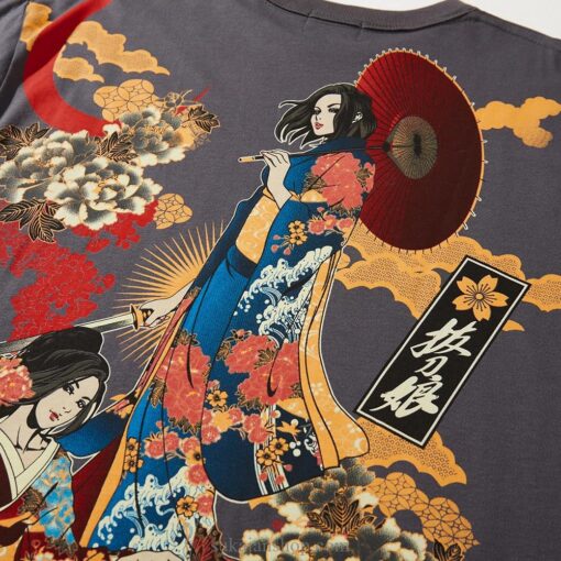 Japanese Geisha Ancient Sukajan T-shirt 6