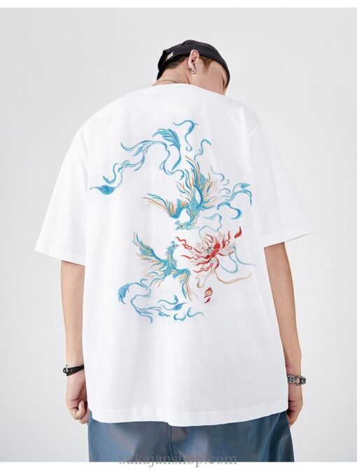Summer Phoenix Embroidery Harajuku Vintage T Shirt 11