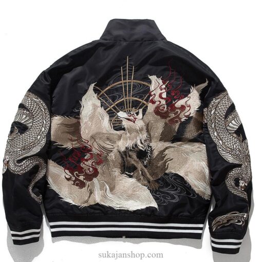 Legendary Dragon Bird Embroidery Stand Collar Japanese Jacket