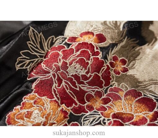 Flower Embroidery Splicing Stand Collar Sukajan Souvenir Jacket 14
