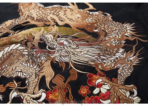 Legendary Dragon Cherry Flowers Embroidered Sukajan Zip-Up Hoodie 12