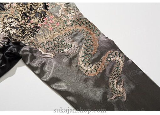 Fiery Embroidery Dragon Graphic Casual High Street Sukajan Jacket 11