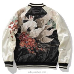 Flower Embroidery Splicing Stand Collar Sukajan Souvenir Jacket