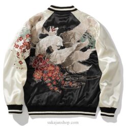 Flower Embroidery Splicing Stand Collar Sukajan Souvenir Jacket Flower Embroidery Splicing Stand Collar Sukajan Souvenir Jacket