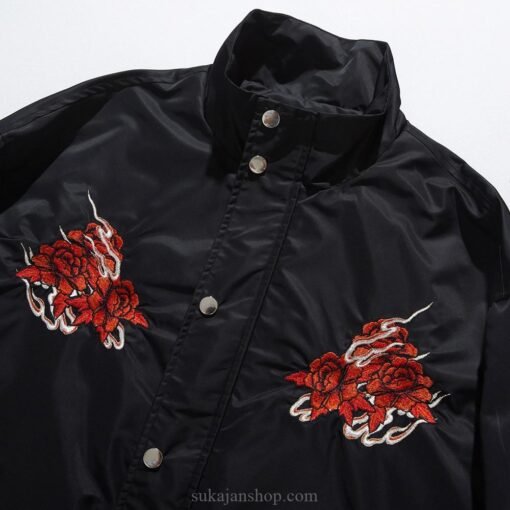 Japanese Embroidery Geisha Riding Dragon Embroidered Sukajan Souvenir Jacket 3