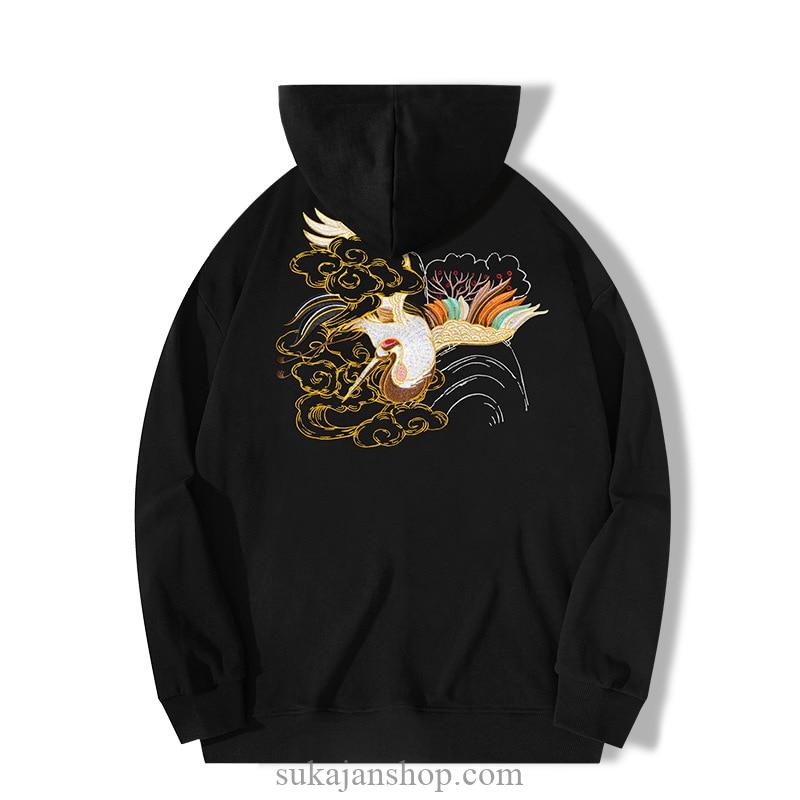 Cloud Mythical Crane Japanese Souvenir Hoodie