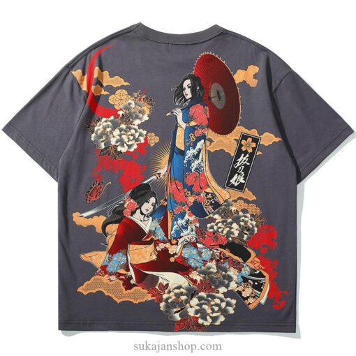 Japanese Geisha Ancient Sukajan T-shirt 4