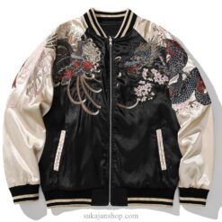 Satin Phoenix Roaring Tiger Dragon Embroidery Sukajan Jacket 2