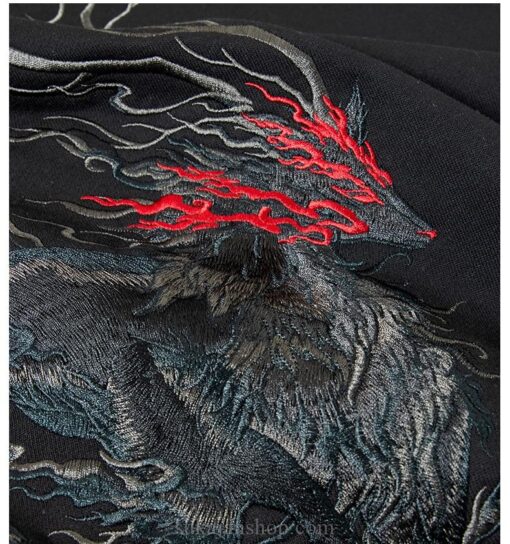 Abstract Dragon Casual Embroidered Hoodie 11