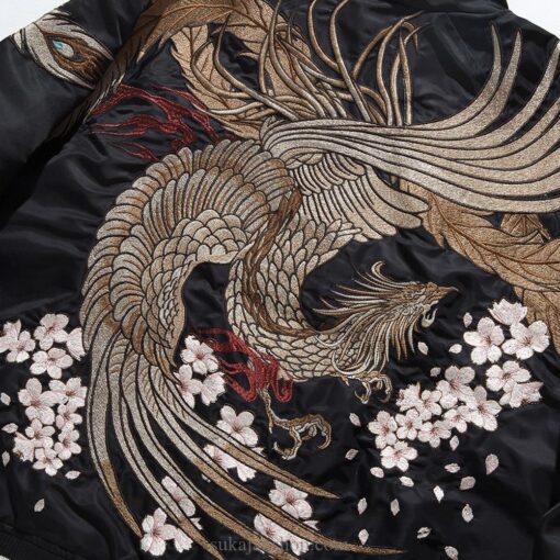 Golden Japanese Embroidery Stand Collar Sukajan Souvenir Jacket 4