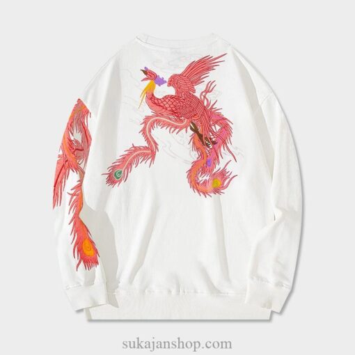 Fiery Retro Red Phoenix Sukajan Sweatshirt 5
