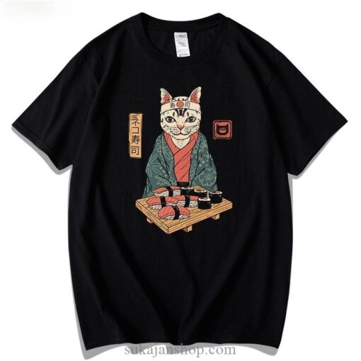 Cute Cat Japanese Sword T-Shirt 3