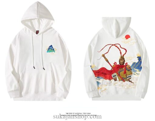 Mythical Cloud Sky Monkey King Embroidered Sukajan Hoodie 14