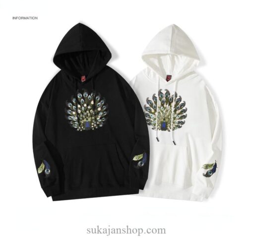 Mythical Peacock Embroidered Sukajan Hoodie 12