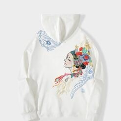 Embroidery Pure Women Harajuku Vintage Wing Peacock Hoodie 2