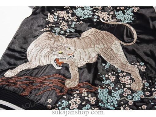 Roaring Retro Satin Tiger Flower Embroidery Sukajan Souvenir Jacket 14