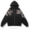 Mythical Dragon Floral Embroidered Sukajan Zip-Up Hoodie 2