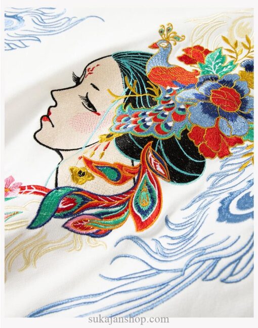 Embroidery Pure Women Harajuku Vintage Wing Peacock Hoodie 10
