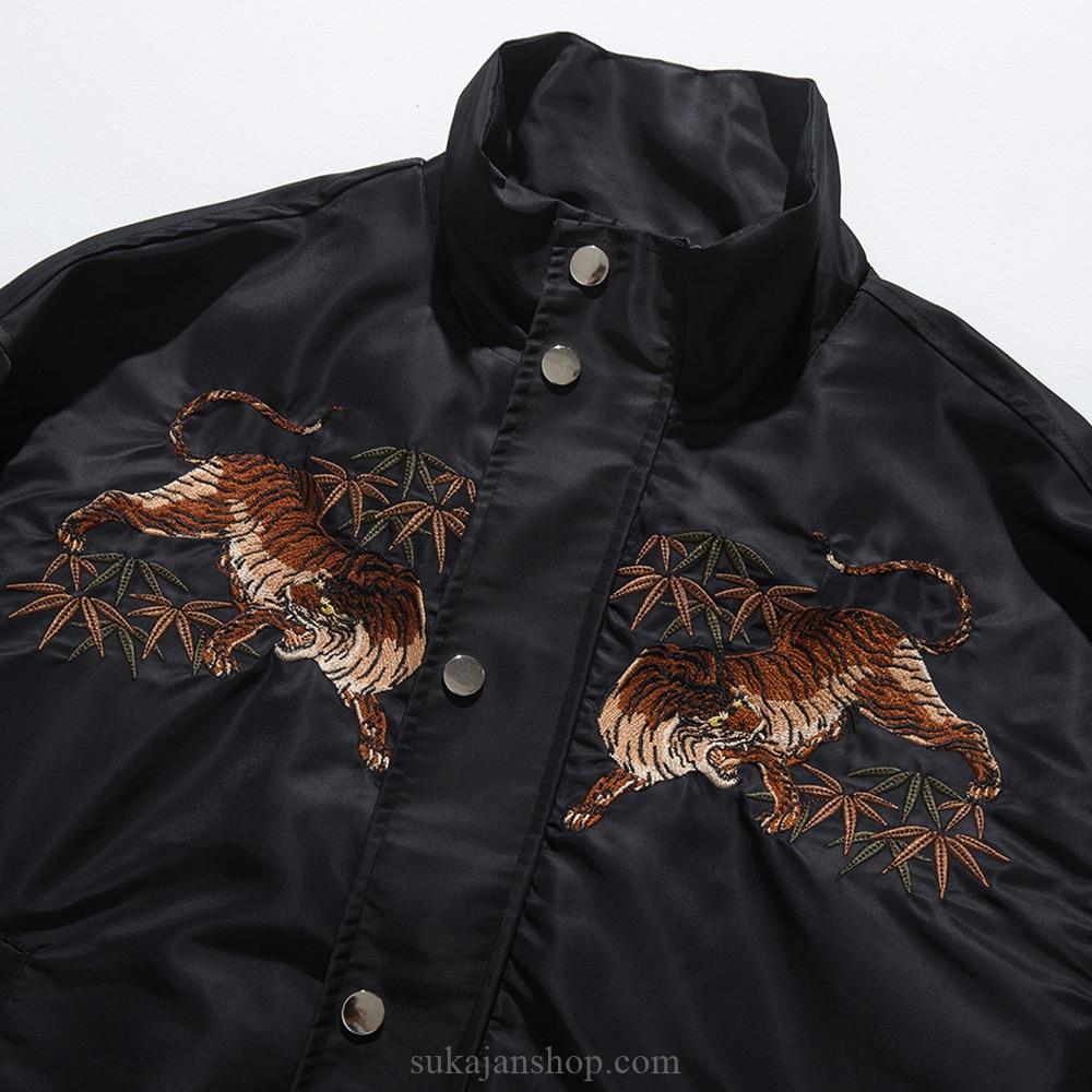 Golden Embroidered Tiger Bomber Jacket