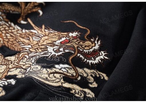Legendary Dragon Cherry Flowers Embroidered Sukajan Zip-Up Hoodie 17