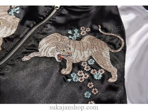 Roaring Retro Satin Tiger Flower Embroidery Sukajan Souvenir Jacket 10