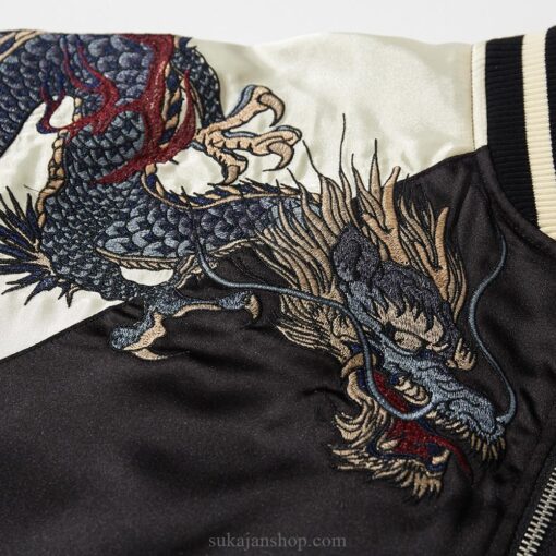Embroidery Dragon Phoenix Flower Graphic Stand Collar Sukajan Jacket 5