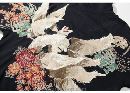 Cherry Blossom Legendary Fox Embroidered Sukajan Zip-Up Hoodie 11