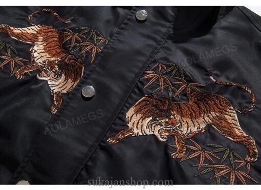 Full Red Moon Tiger Embroidery Winter Sukajan Jacket 9