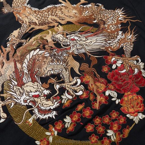 Legendary Dragon Cherry Flowers Embroidered Sukajan Zip-Up Hoodie 4