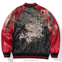 Fiery Embroidery Dragon Graphic Casual High Street Sukajan Jacket