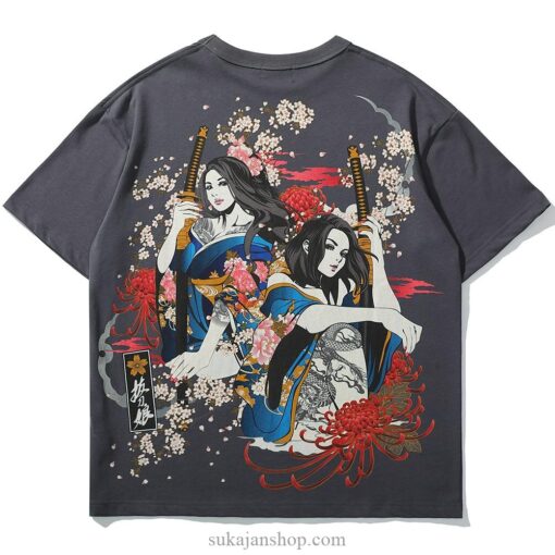 Oversized Floral Geisha Japanese Sukajan T-shirt 4