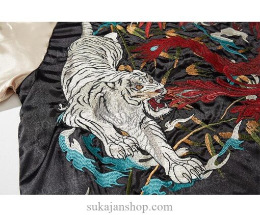 Satin Phoenix Roaring Tiger Dragon Embroidery Sukajan Jacket 15