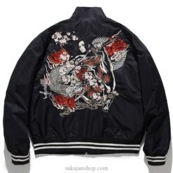 Japanese Embroidery Geisha Riding Dragon Embroidered Sukajan Souvenir Jacket Japanese Embroidery Geisha Riding Dragon Embroidered Sukajan Souvenir Jacket