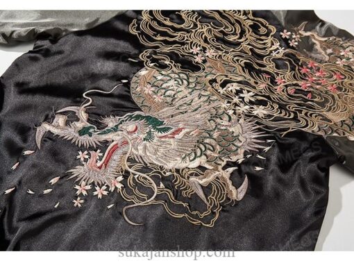 Fiery Embroidery Dragon Graphic Casual High Street Sukajan Jacket 10