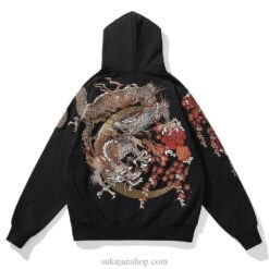 Legendary Dragon Cherry Flowers Embroidered Sukajan Zip-Up Hoodie Legendary Dragon Cherry Flowers Embroidered Sukajan Zip-Up Hoodie